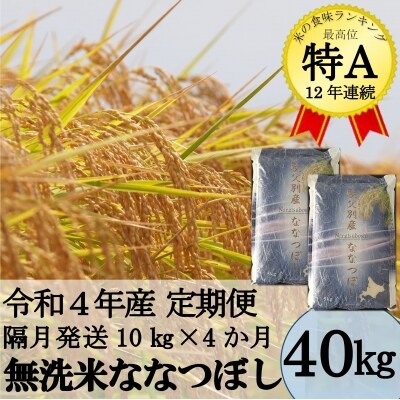 【翌月発送】令和4年産 無洗米ななつぼし定期便40kg(隔月発送)【UB-20】