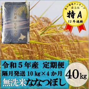 【新米受付】令和5年産 無洗米ななつぼし定期便40kg(隔月発送)【R5UB-20】