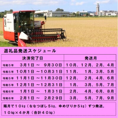 【新米受付】令和5年産 ななつぼし&ゆめぴりか定期便40kg(隔月発送)【R5UD-01】