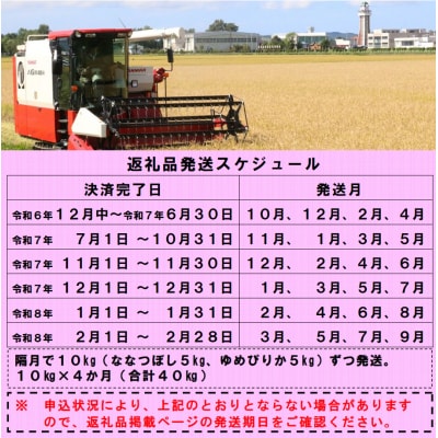 【先行受付】令和7年産ななつぼし&ゆめぴりか定期便40kg(隔月)【R7UD-01】