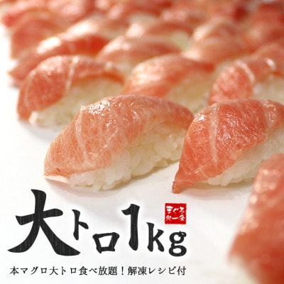 【2ヵ月毎定期便】本マグロ大トロ 真空包装 [約1kg(4～6サク)]全3回