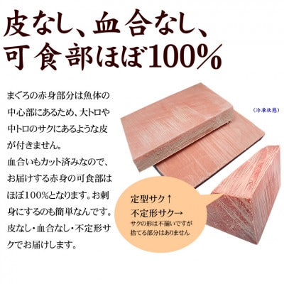 【2ヵ月毎定期便】本マグロ赤身 真空包装 [約1kg(5～9サク)]全3回