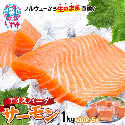アイスバーグサーモン(アトランティックサーモン)約1kg(約200g×5袋)ノルウェーから生のまま