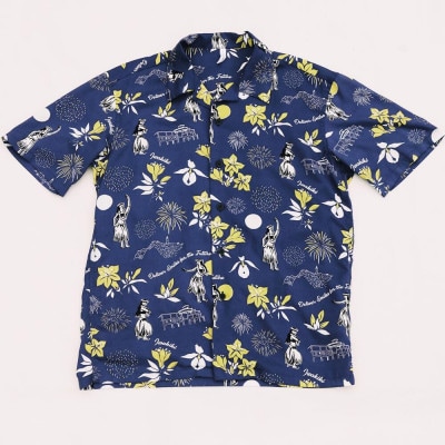 いわき市発D2Cアロハシャツ「yourmood」(オープンカラー)　NAVY　＜1サイズ＞