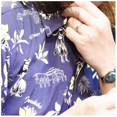 いわき市発D2Cアロハシャツ「yourmood」(オープンカラー)　NAVY　＜1サイズ＞