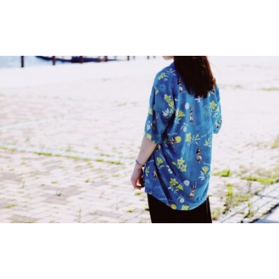 いわき市発D2Cアロハシャツ「yourmood」(オープンカラー)GREEN　＜1サイズ＞