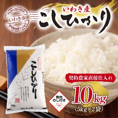 【無地熨斗】いわき市産コシヒカリお米　5kg×2袋　10kg　精米済み　お米のおいしい炊き方ガイド付