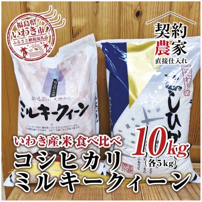 福島県　いわき市産　お米　食べ比べ　コシヒカリ5kg　ミルキークイーン5kg 合計10kg　精米