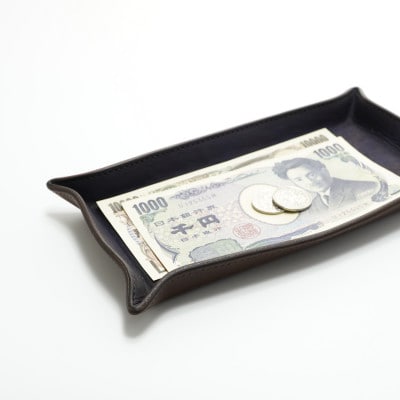 藍染めレザーのトレイ　一貫製造　レセプシオン/薄藍【福山レザー】