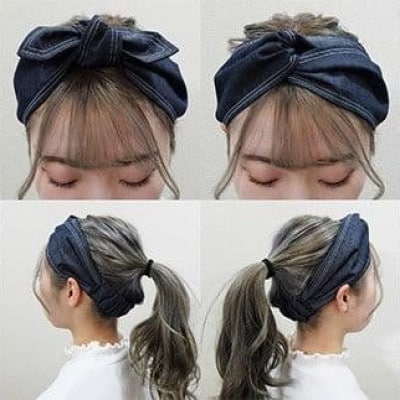 2way デニムターバン(2本セット)ブルー/NASHIJI
