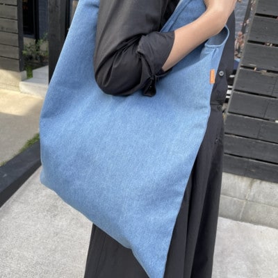 デニム加工職人の手仕事から生まれた【デニムエコバッグ】(ブルー)