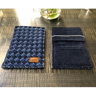 デニム加工職人の手仕事から生まれた【デニムループ カードケース】(市松)