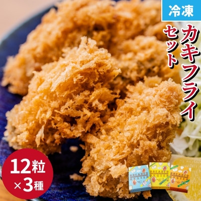 かきフライ3種食べ比べセット(プレーン・瀬戸内レモン・カレー)25g×12粒×3種