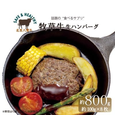 北海道産 オーガニック牛肉 生ハンバーグ約800g【 国産牧草牛・北里八雲牛】