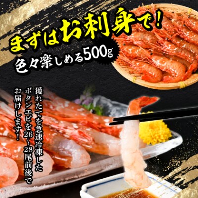 牡丹海老500g　中サイズ　26～28尾程度
