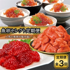 【毎月定期便】魚卵セレクト便(いくら醤油漬約550g・辛子明太子780g・筋子440g )全3回