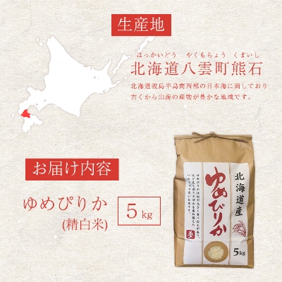 【令和7年産 新米先行受付】【北海道八雲町熊石産】厳選ゆめぴりか5kg(精白米)