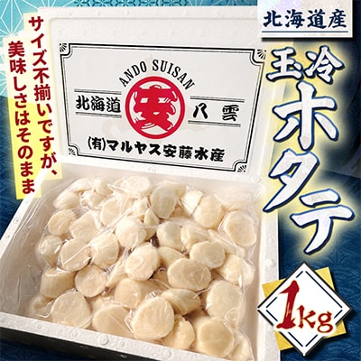 北海道産 玉冷 ホタテ 1kg サイズ不揃い 刺身用