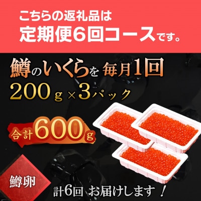 【毎月定期便】いくら醤油漬 200g×3P(合計600g) 鱒 小分け 海鮮 北海道全6回