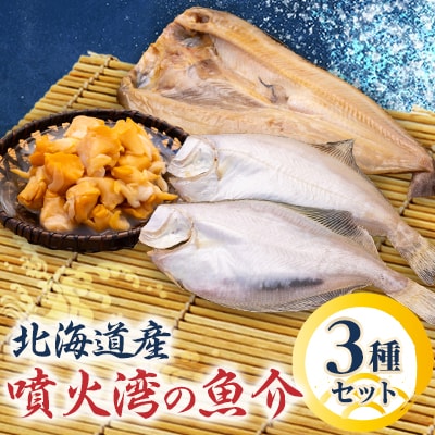 噴火湾魚介セット(宗八かれい干物2枚・ホッケ干物1枚・ツブむき身500g)
