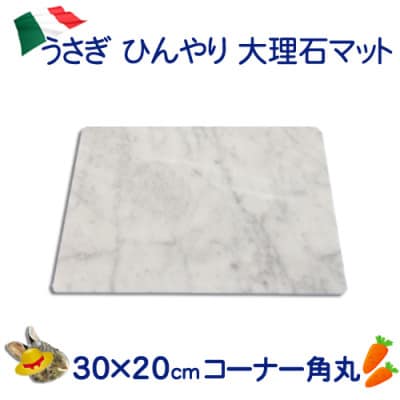 うさぎひんやり大理石マット 30×20センチ イタリア産 ビアンコカラーラ