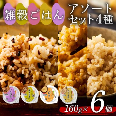 雑穀ごはんアソートセット4種　160g×6個(十六雑穀・発芽玄米・こしひかり玄米・もち麦)
