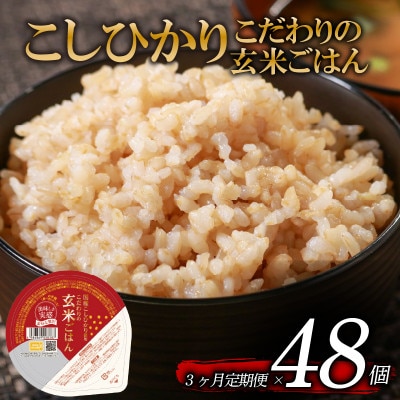 【毎月定期便】こだわり玄米ごはん 120g×48個 電子レンジで温めるだけのパックご飯全3回