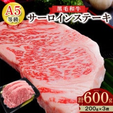 [創業100年老舗食肉加工卸厳選]黒毛和牛 A5等級 サーロイン ステーキ 600g(200g×3)