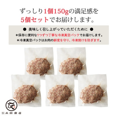 【創業100年老舗食肉加工卸厳選】黒毛和牛100%手作りOSAKAハンバーグ150g×5個