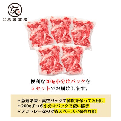 【創業100年老舗食肉加工卸厳選】黒毛和牛匠のこま切れ1kg(200g×5)