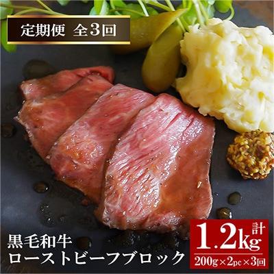 2023年2月発送開始『定期便』黒毛和牛ローストビーフブロック200g×2 ソース4袋付き×全3回