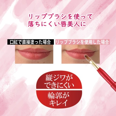 イタチ×馬毛 発色が良く塗りやすい リップブラシ (レッド)