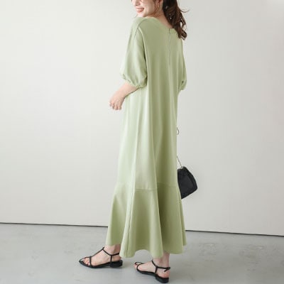 日本製 スウェットワンピース【lswp203-426】(グリーン/M)