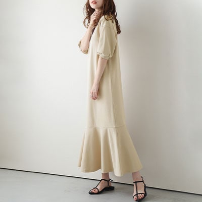 日本製 スウェットワンピース【lswp203-426】(ベージュ/M)