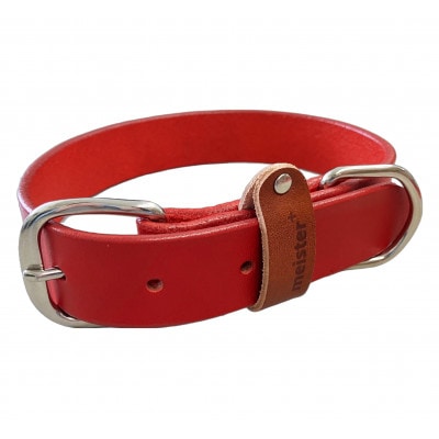 【本革】中型犬用　首輪　マイスタープラス　レザーカラー　レッド　#30