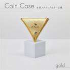 三角 コインケース ゴールド メタリックカラー レザー