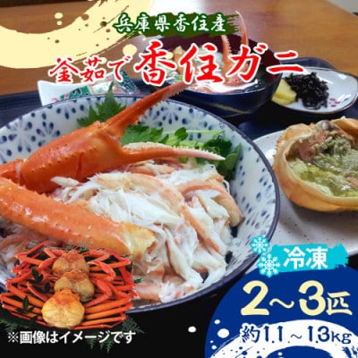 兵庫県香住産　釜茹で香住ガニ 2～3匹入り(約1.1～1.3kg)〈冷凍〉【9月中旬以降発送】