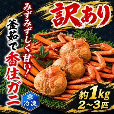 訳あり 兵庫県香住産 釜茹で香住ガニ(紅ズワイガニ)2～3匹入(約1kg) 冷凍