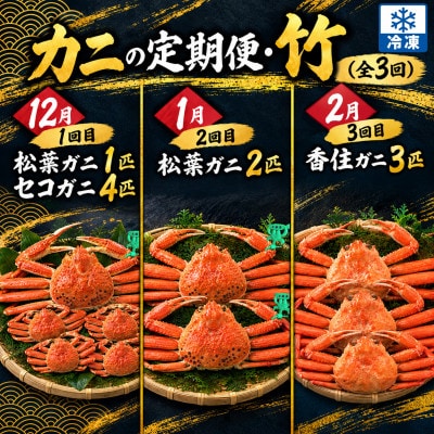 【発送月固定定期便】カニの定期便(竹)＜冷凍発送＞全3回