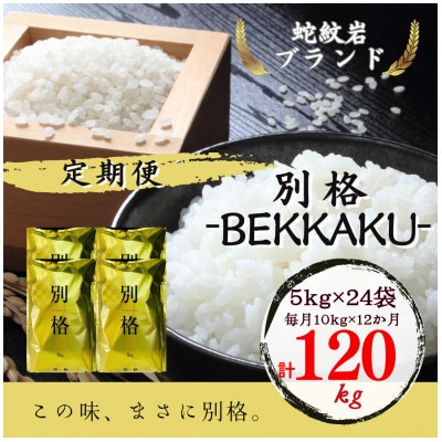 【毎月定期便】【蛇紋岩ブランド　別格米120kg】全12回