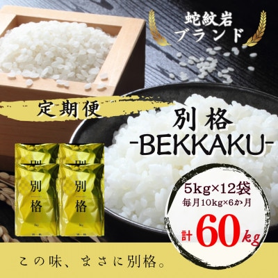 【毎月定期便】【蛇紋岩ブランド　別格米60kg】全6回