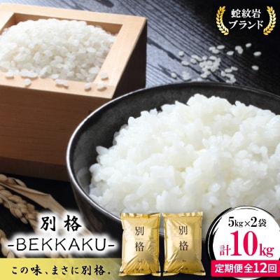【毎月定期便】蛇紋岩ブランド 別格米 10kg(5kg×2)全12回