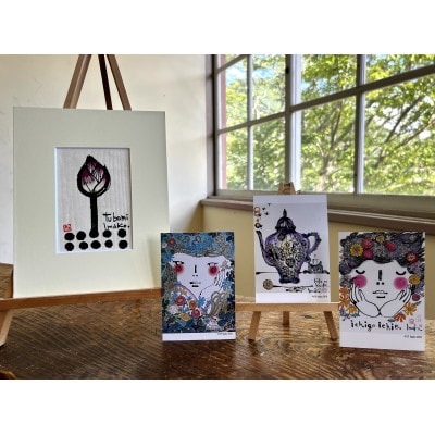 【今子 imako】「つぼみ」をモチーフにした絵画(葉書サイズ原画)とポストカードセット