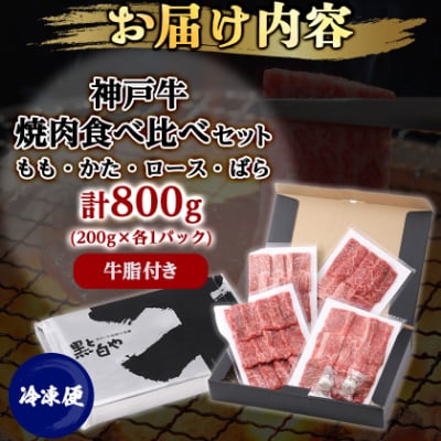 神戸牛一頭焼肉食べ比べセット4種各200g(牛脂付き)