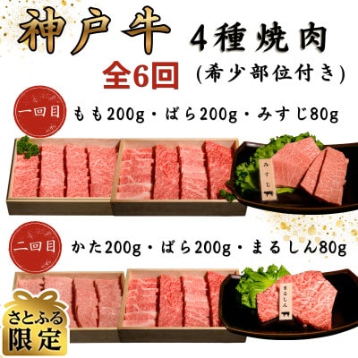 【毎月定期便】神戸牛王道焼肉定期便全6回【さとふる限定】