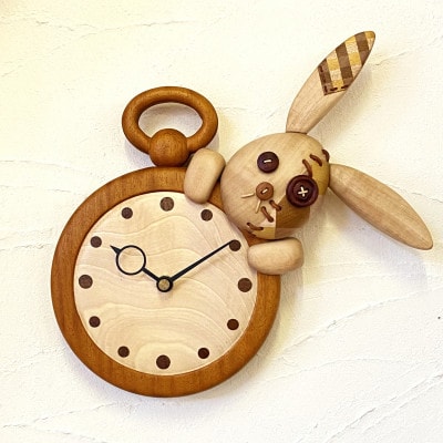 【cotree】ラビットクロック　WH～時を包む、ぬくもりの白うさぎ～
