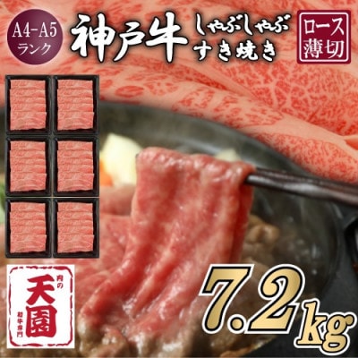 【毎月定期便】【ふるさと納税】神戸牛 霜降り 肩ロース しゃぶしゃぶすき焼き1200g×全6回