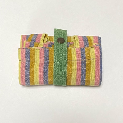 会津木綿　携帯用折り畳みマイバッグ(花)
