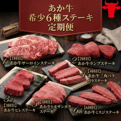 【毎月定期便】あか牛希少6種のステーキ定期便【6ヶ月】(益城町)全6回
