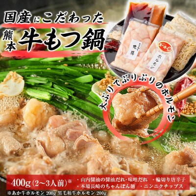 もつ鍋セット　あか牛ホルモン&黒毛和牛ホルモン2～3人前(益城町)